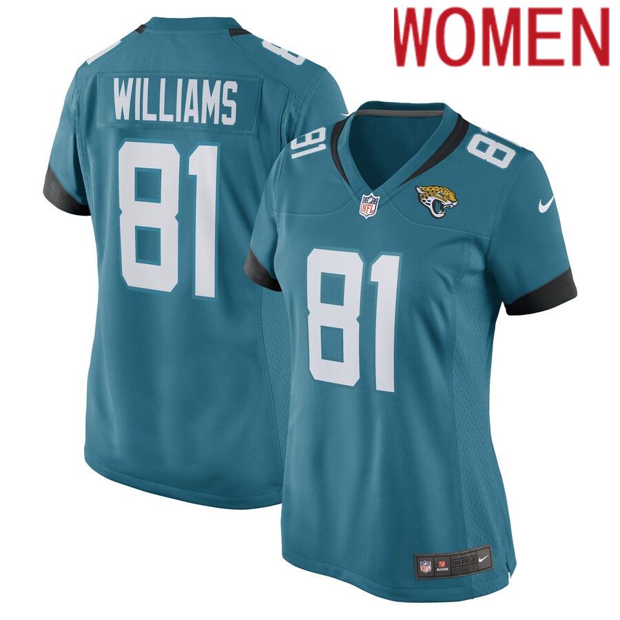 Women Jacksonville Jaguars 81 Seth Williams Nike Teal Game Player NFL Jersey